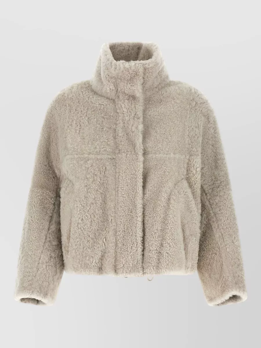Brunello Cucinelli faux fur high-neck cropped jacket