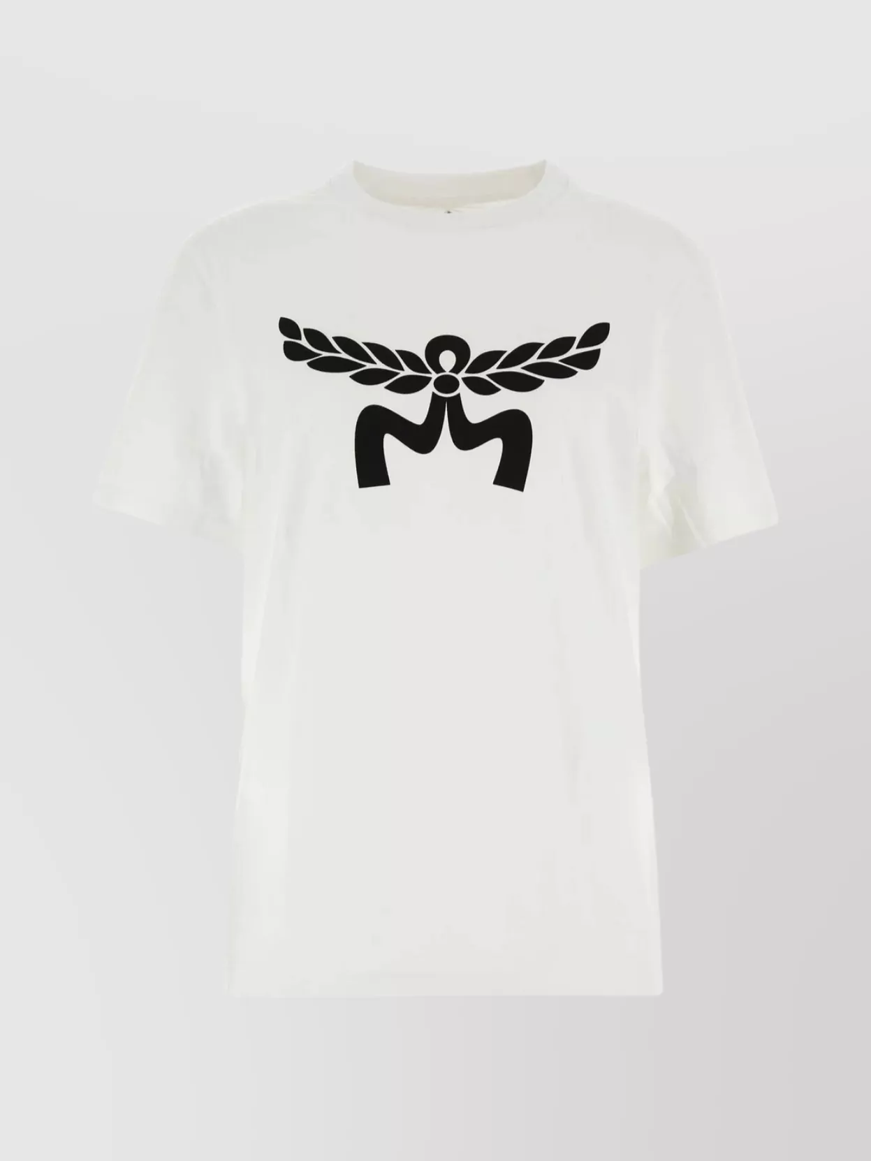 Shop Mcm Ribbed Crew-neck Cotton T-shirt With Graphic Print