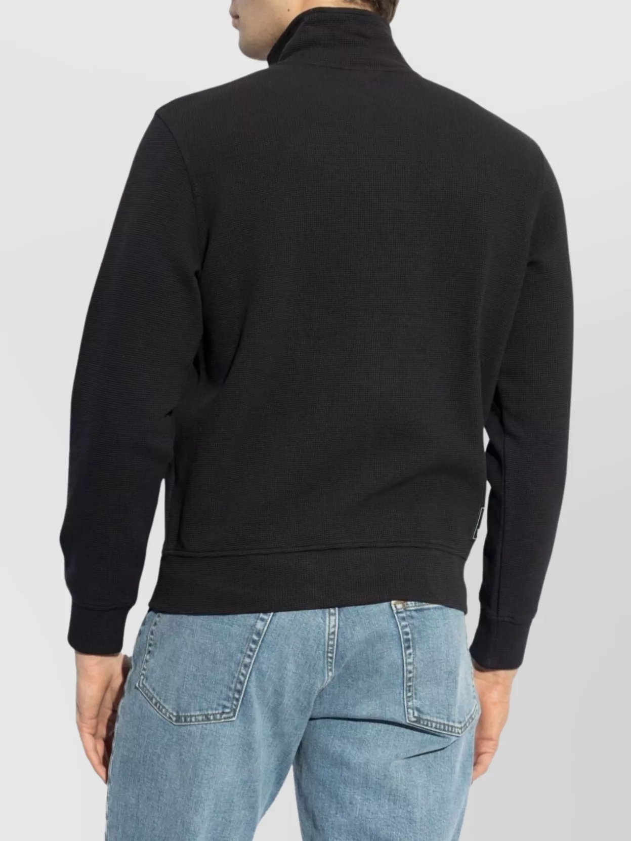 Emporio Armani High Neck Cotton Zip Sweatshirt