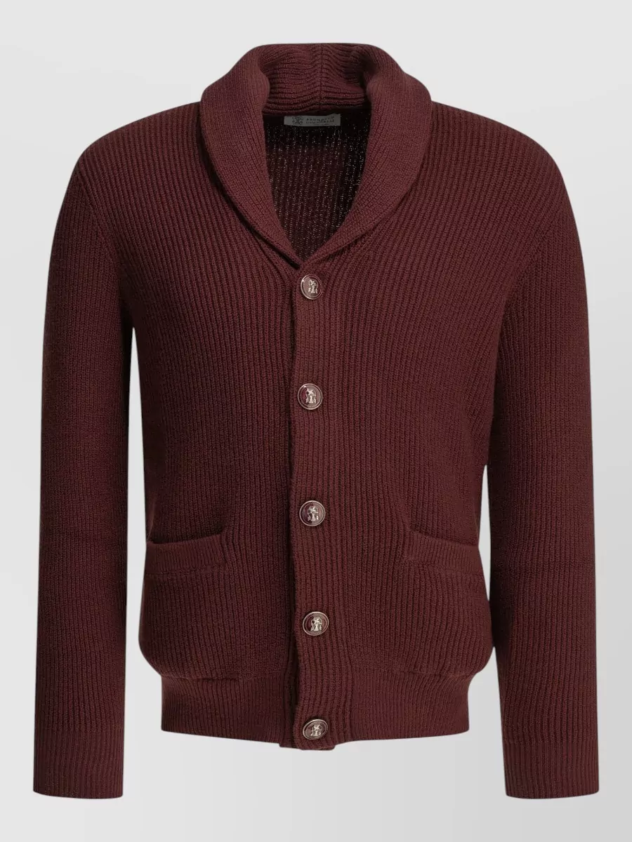 Brunello Cucinelli Cotton ribbed shawl collar cardigan