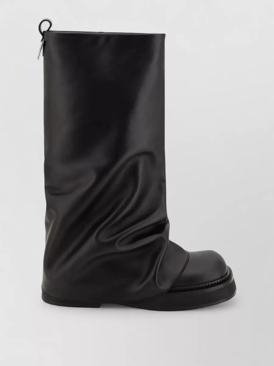 The Attico Round Toe Flat Sole Pull Tab Boots