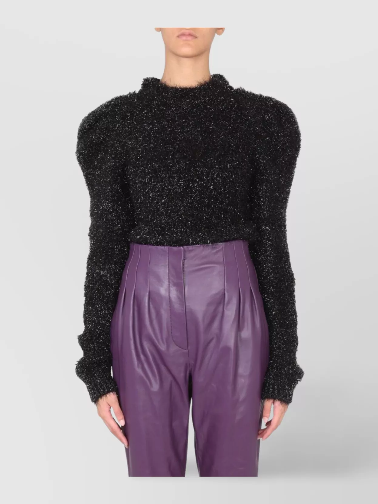 Alberta Ferretti Knit Top Textured Shoulder Pads