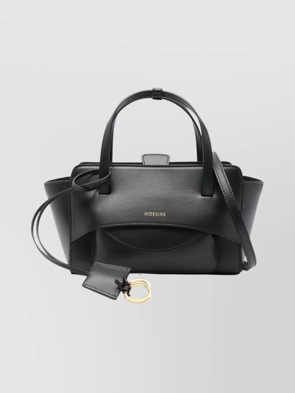 Hidesins Small Leather Tote Bag With Shoulder Strap In Black