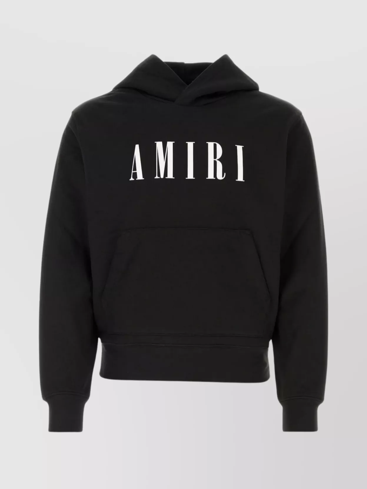 Shop Amiri Cotton Hooded Sweatshirt With Ribbed Cuffs And Pouch Pocket In Black