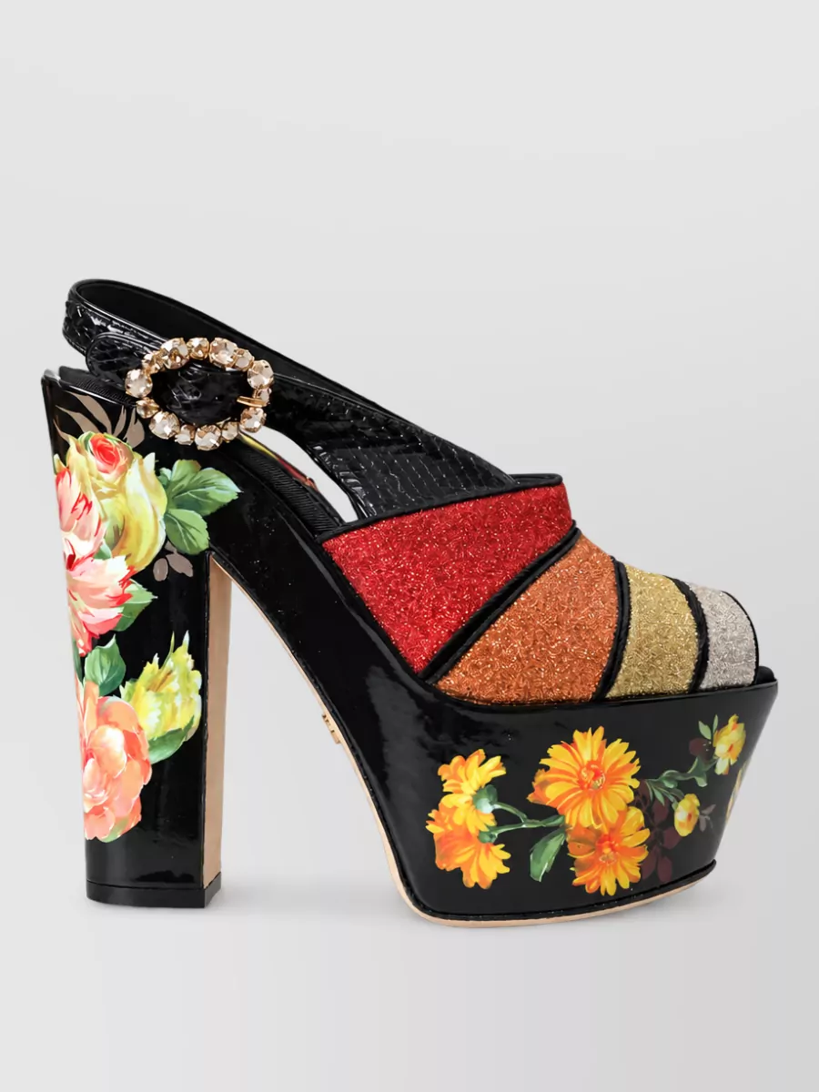 Dolce&Gabbana Floral Crystal Platform Sandals