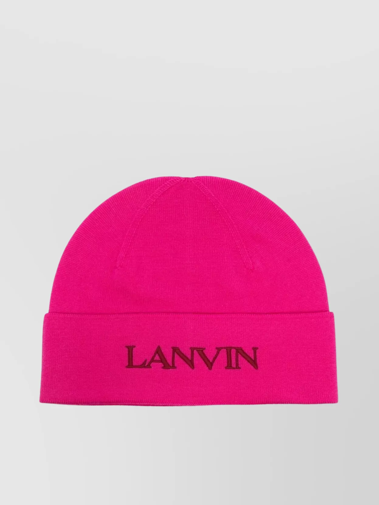 Shop Lanvin Folded Edge Knit Hat In Pink