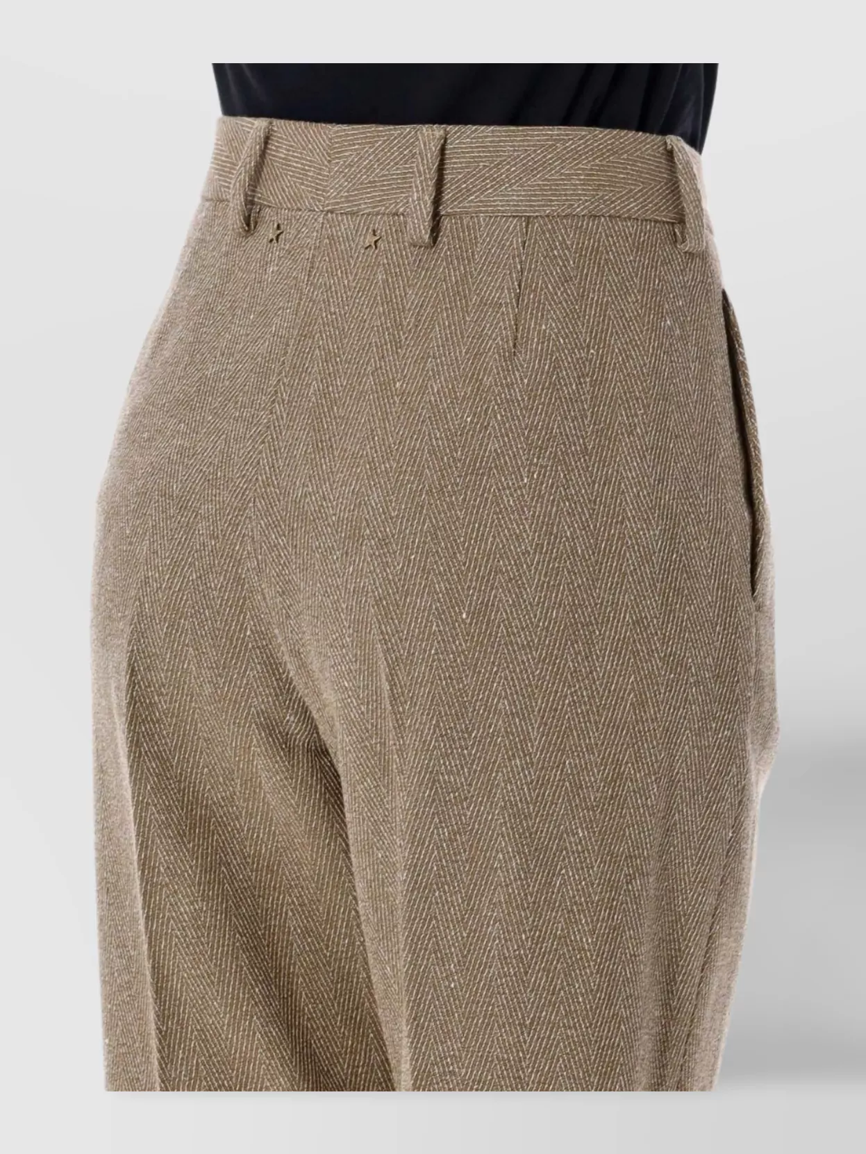 Golden Goose Herringbone Wool Relaxed Fit Trousers