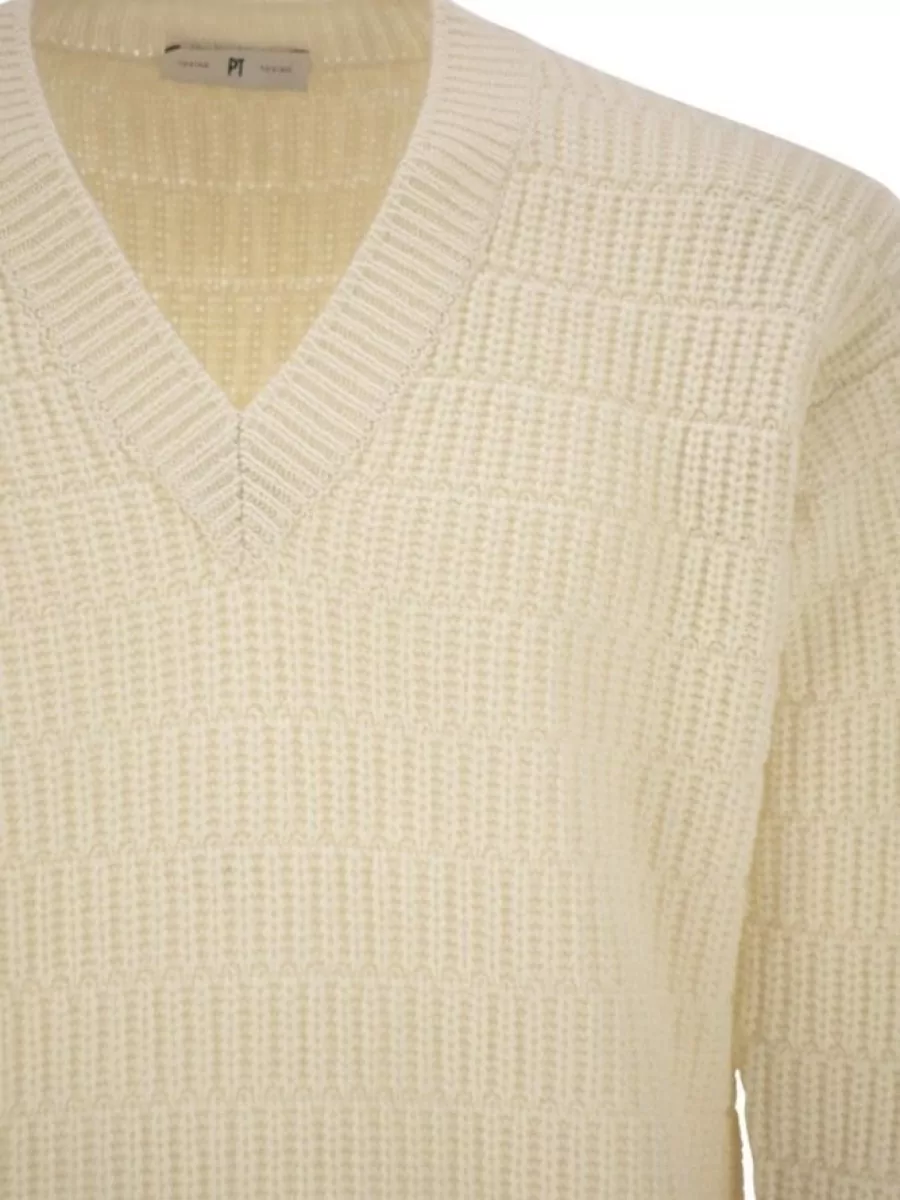 Pt Torino Virgin Wool V-Neck Jumper