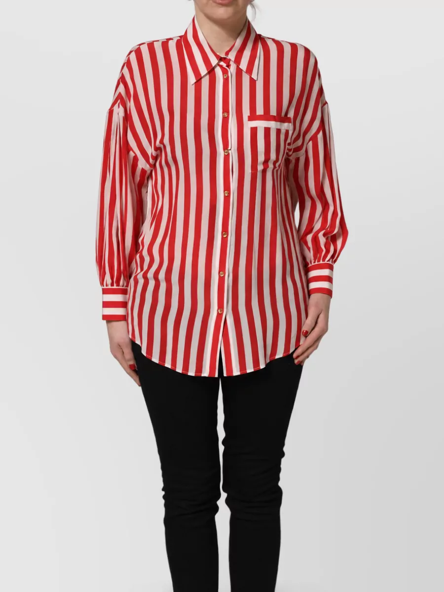 Dolce&Gabbana Silk Striped Long-Sleeve Blouse