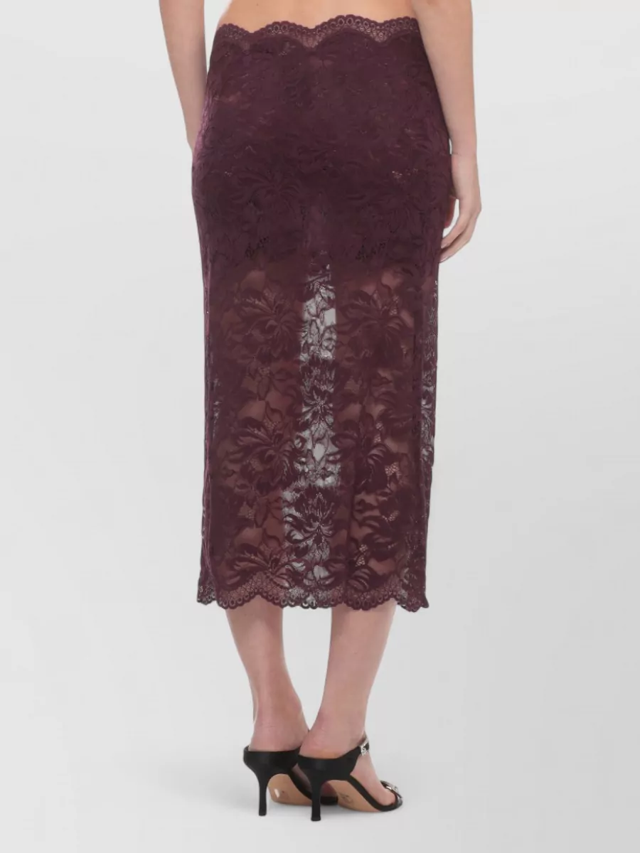 Paco Rabanne Floral Lace Midi Pencil Skirt