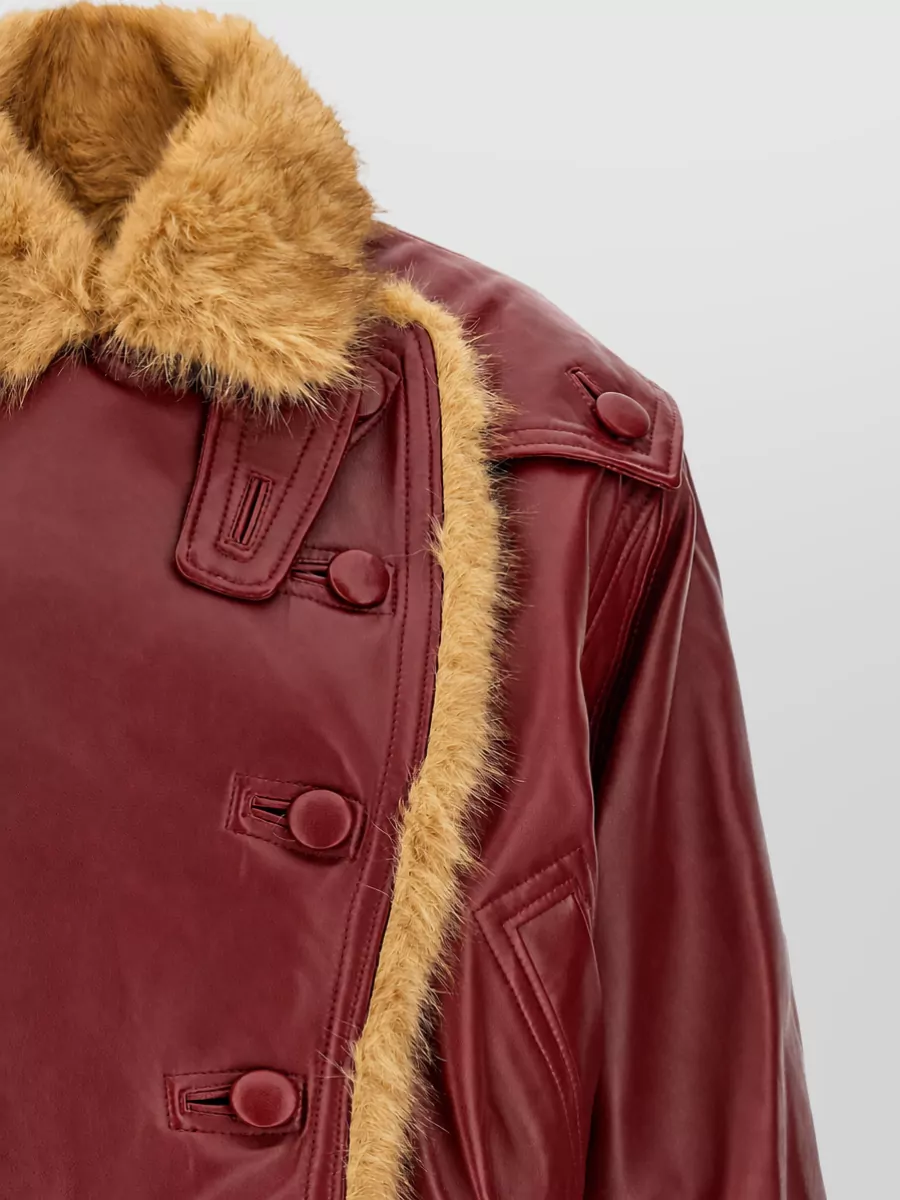 Isabel Marant Leather Shearling Effect Asymmetric Double Breasted Jacket