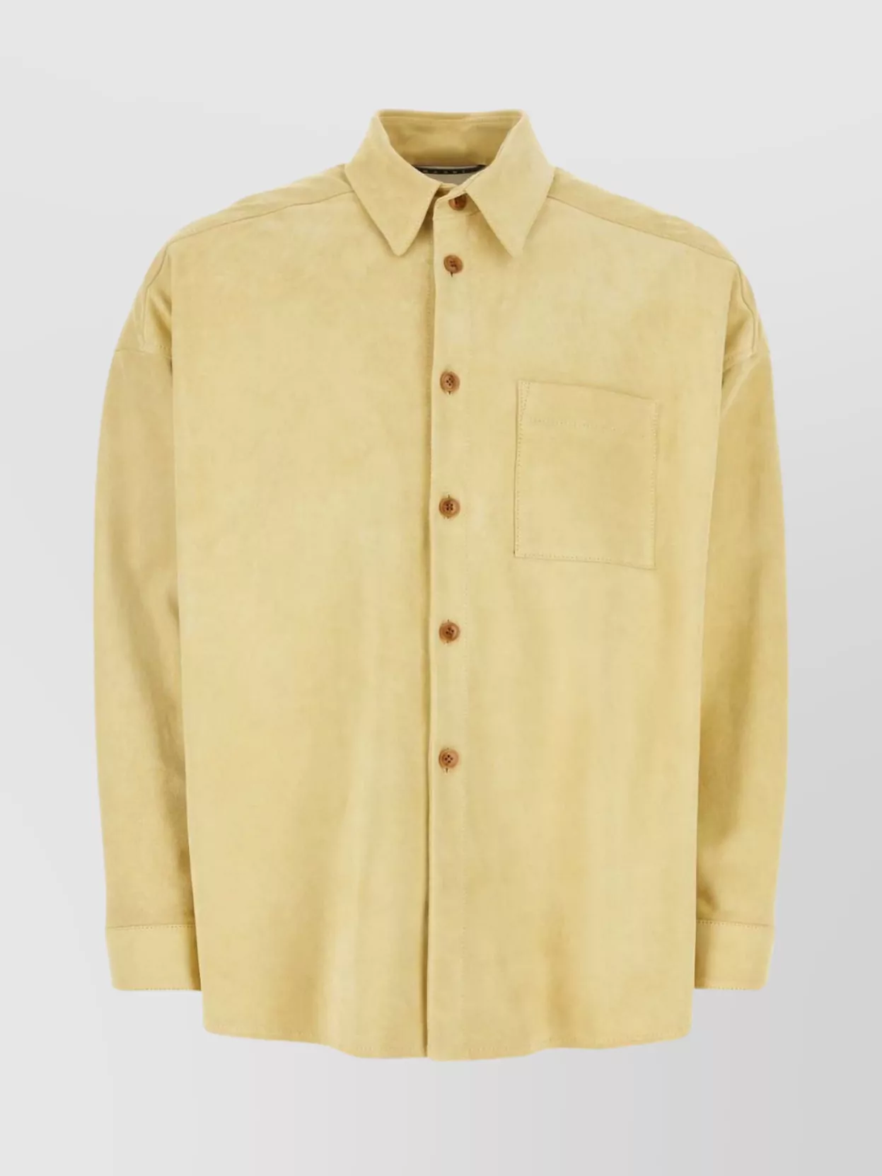 Marni Soft Suede Shirt Chest Pocket In Neutral