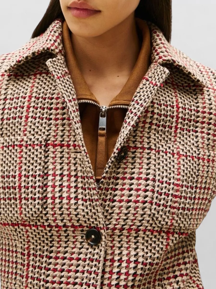 Tommy Hilfiger Check Blazer With Notched Lapels And Pockets