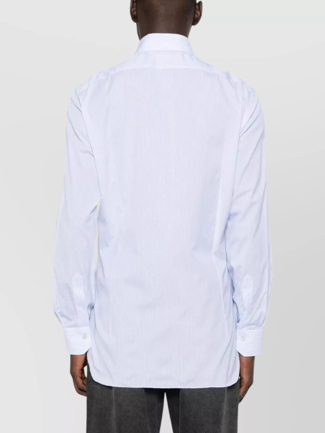 Kiton Striped Shirt With Curved Hem And Long Sleeves