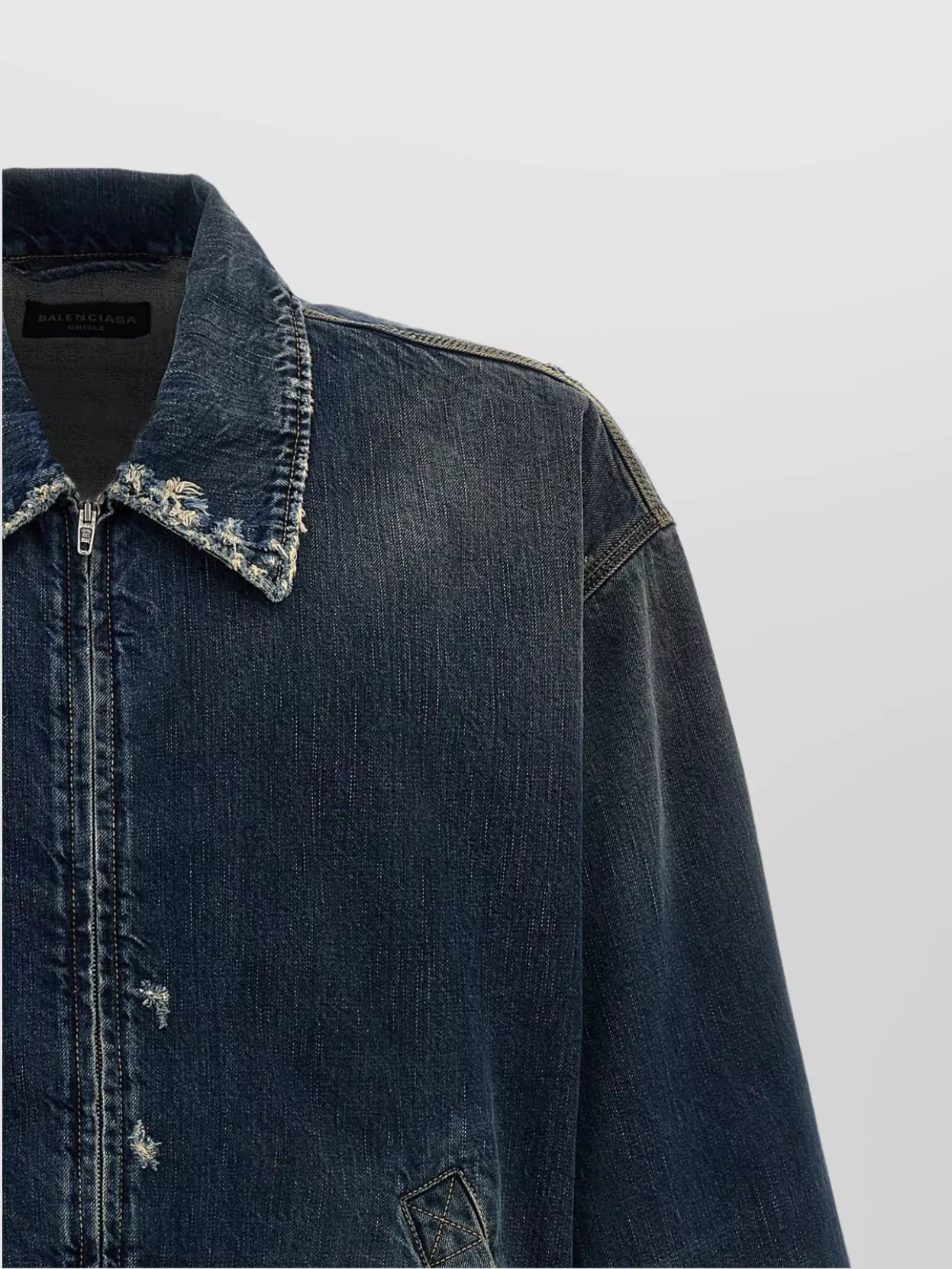 Balenciaga Denim Jacket Distressed Long Sleeves