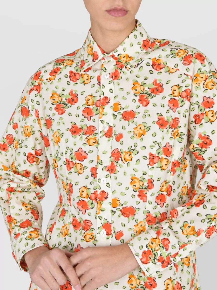 Marni Floral-Print Cotton Shirt Dress
