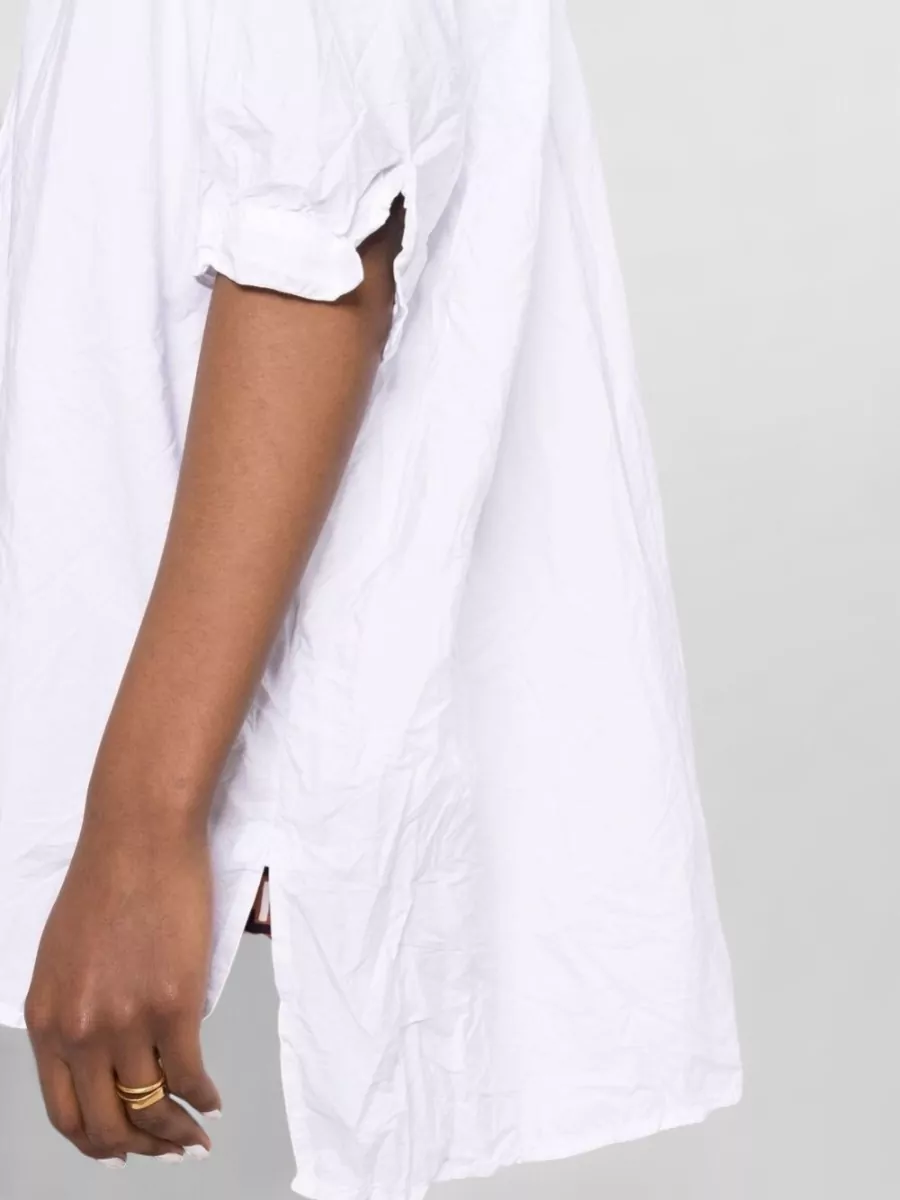 Daniela Gregis Cotton Shirt High Low Hem Stand Collar