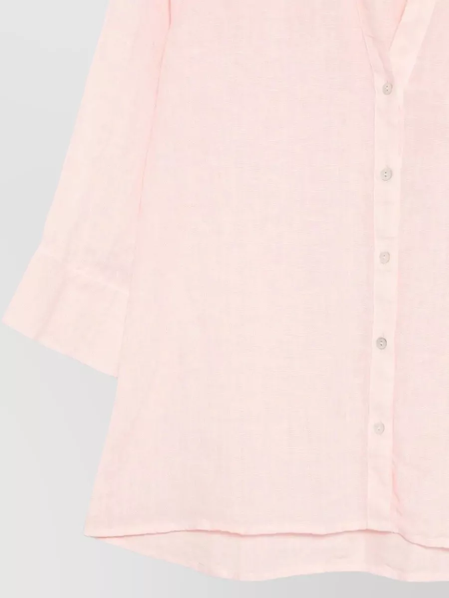 120% Lino Linen V-Neck Long-Sleeve Shirt