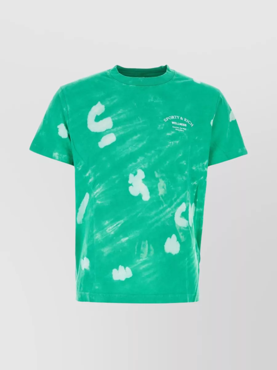 Shop Sporty And Rich Bleached Tie-dye Crew-neck T-shirt In Green