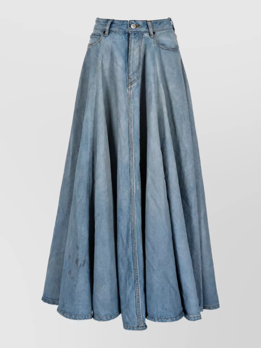 Balenciaga Long Denim Skirt High Waist Flared