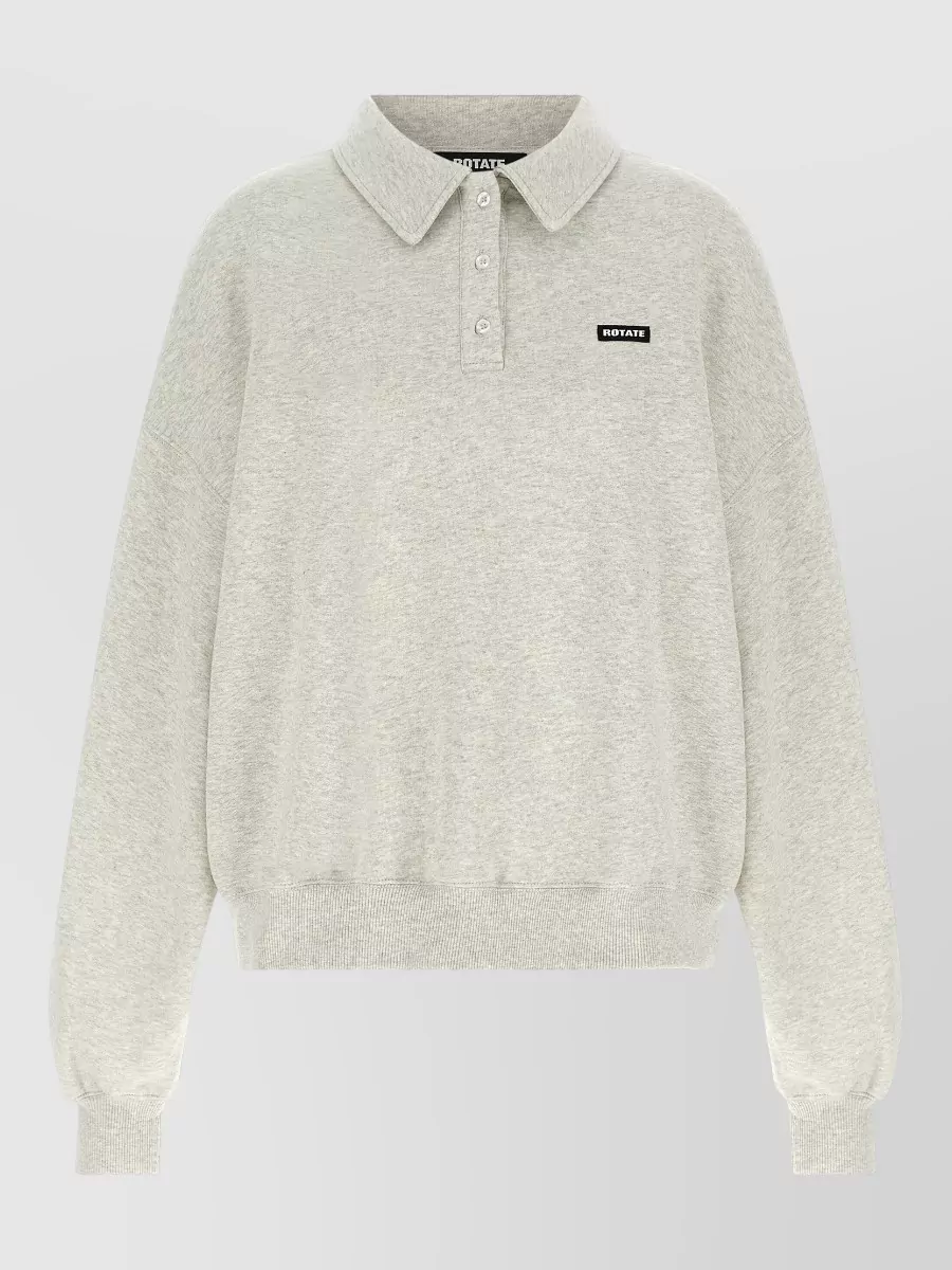 Rotate Birger Christensen Organic Cotton Oversized Fleece Polo Sweatshirt