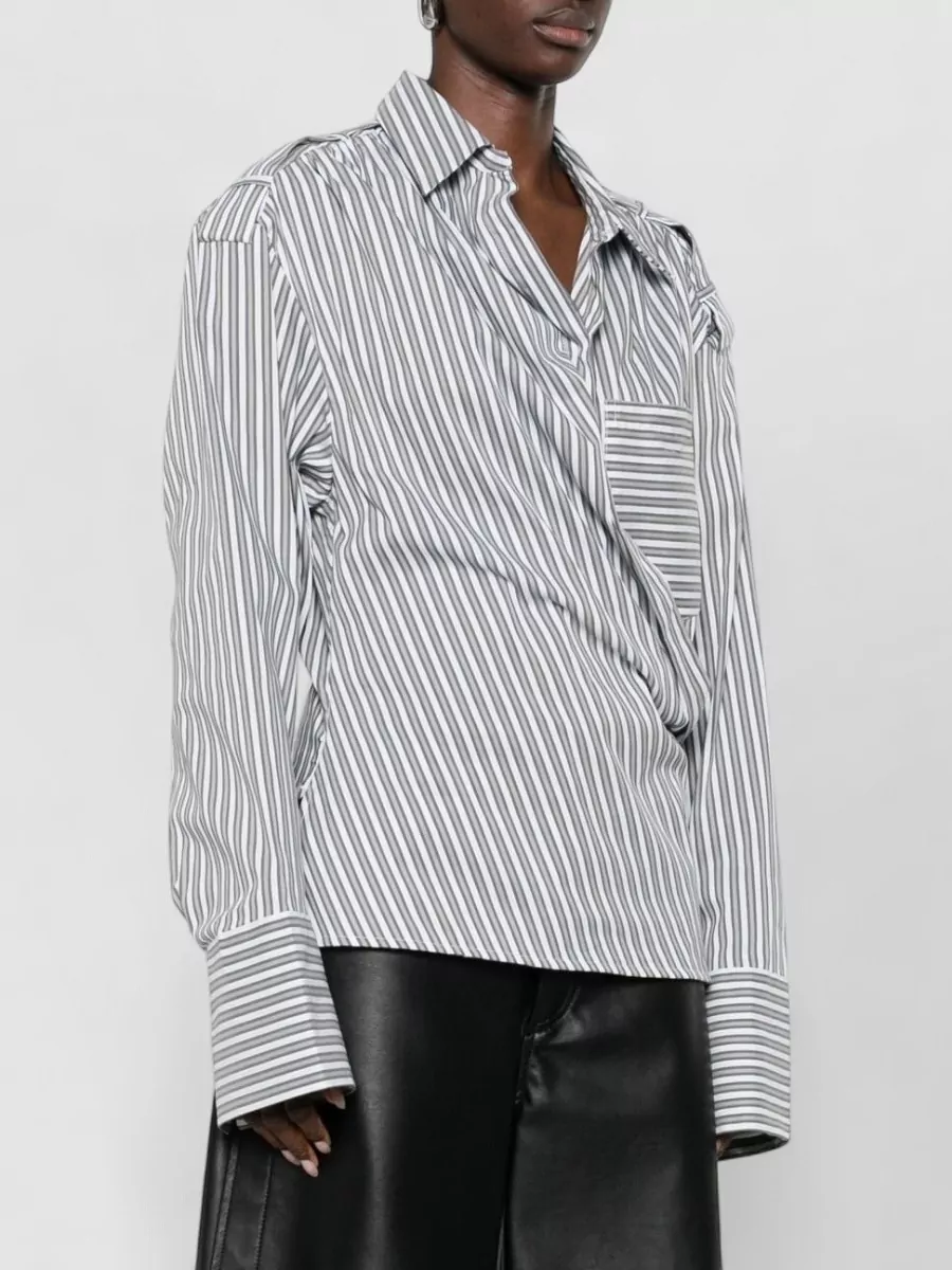 Iro Lace Striped Cotton Shirt Collared Neck
