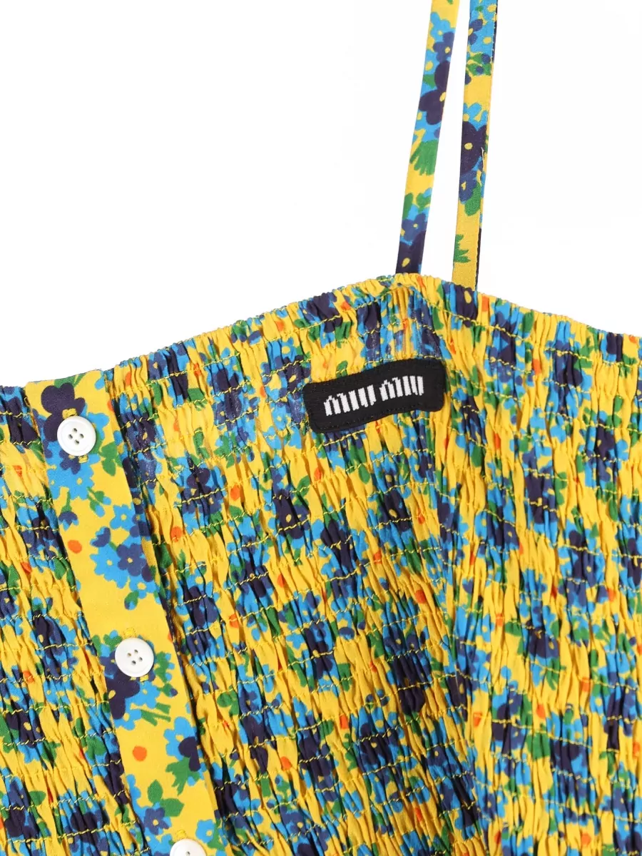 Miu Miu Silk Floral Print Sleeveless Mini Dress