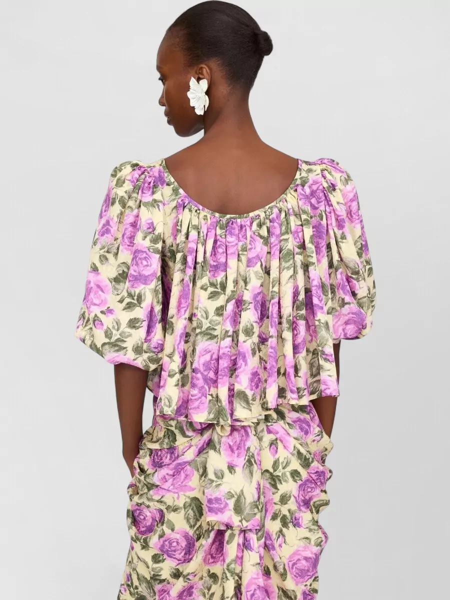 Chloé Printed Silk Cropped Blouse