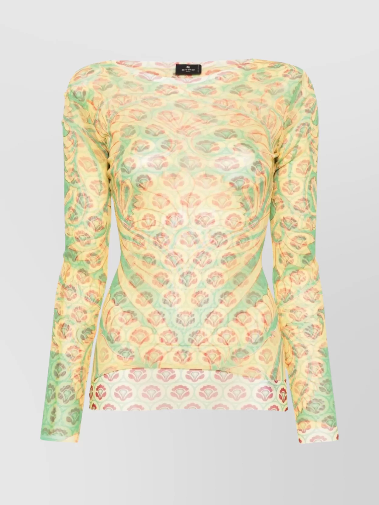 Shop Etro Sleeved Graphic Mesh Top