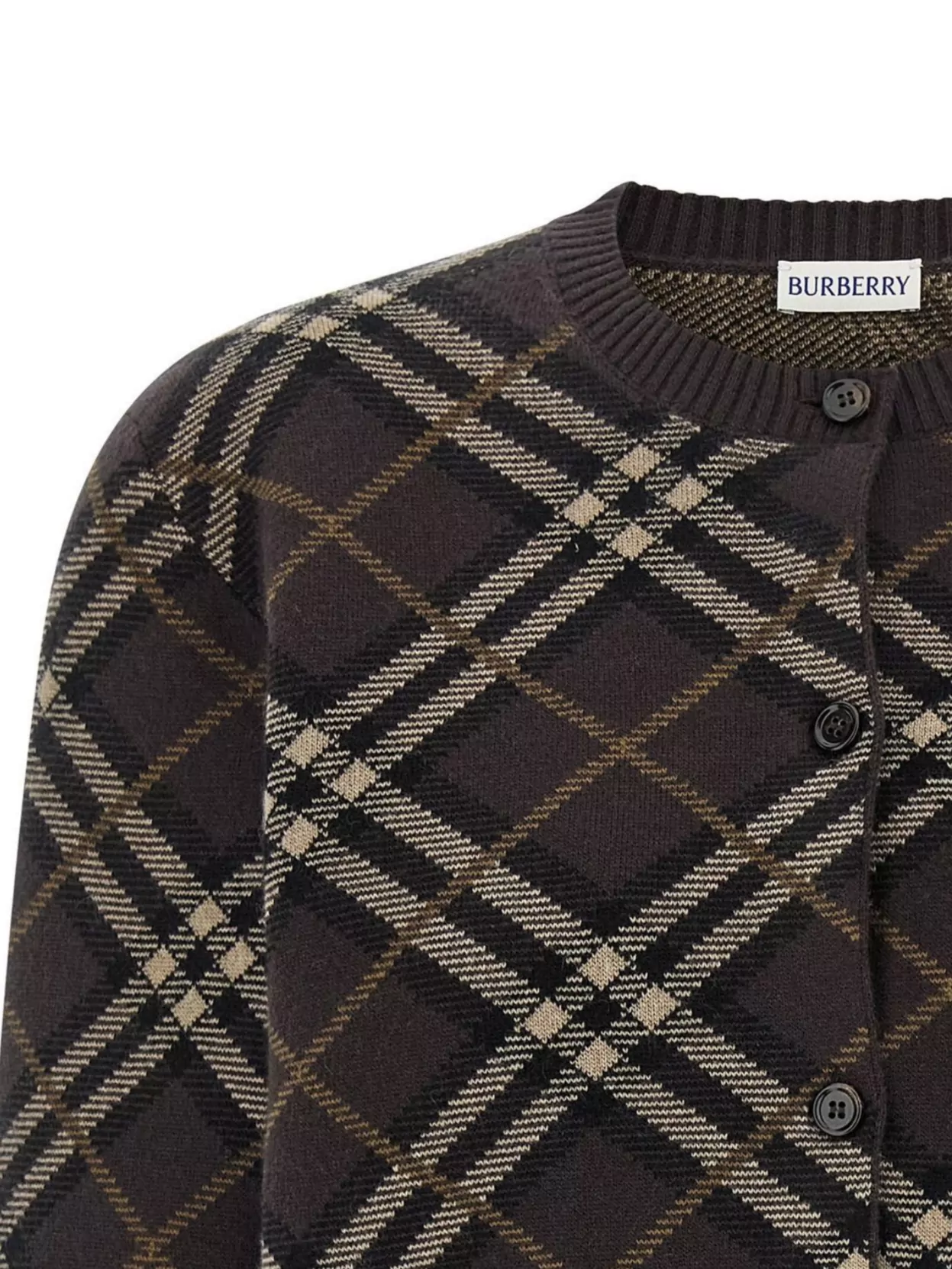 Burberry Ribbed Cuff Long Sleeve Knit Cardigan