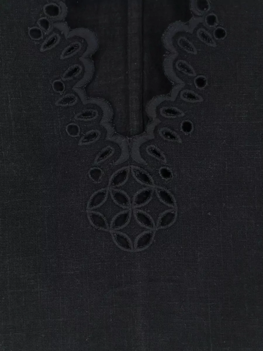 Isabel Marant Etoile Top V Neck Embroidered Scalloped Hem Short Sleeves