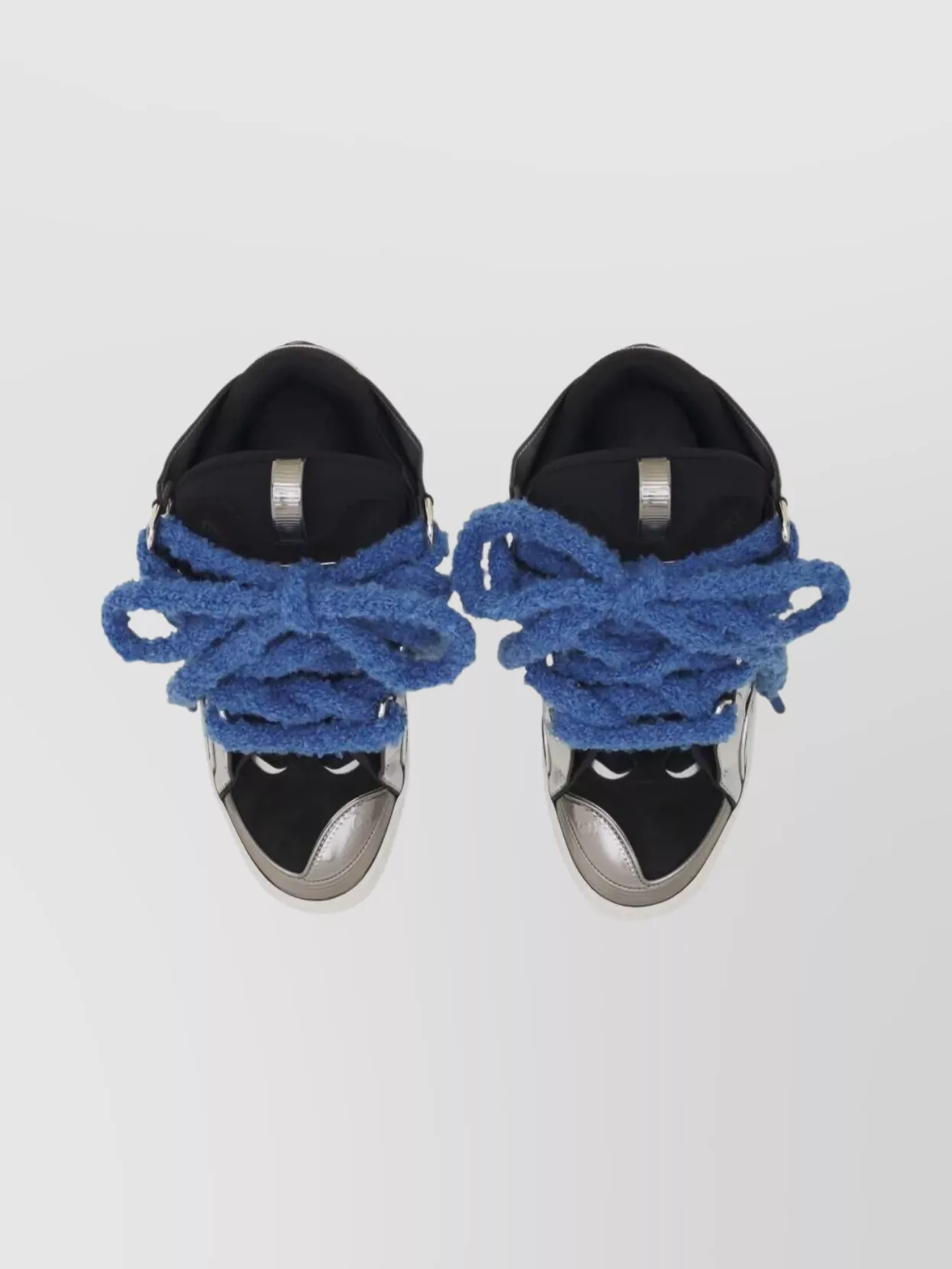 Lanvin Metallic Leather Sneakers And Mesh Laces