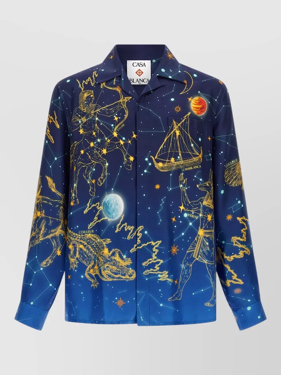 Casablanca silk astrology print cuban collar shirt