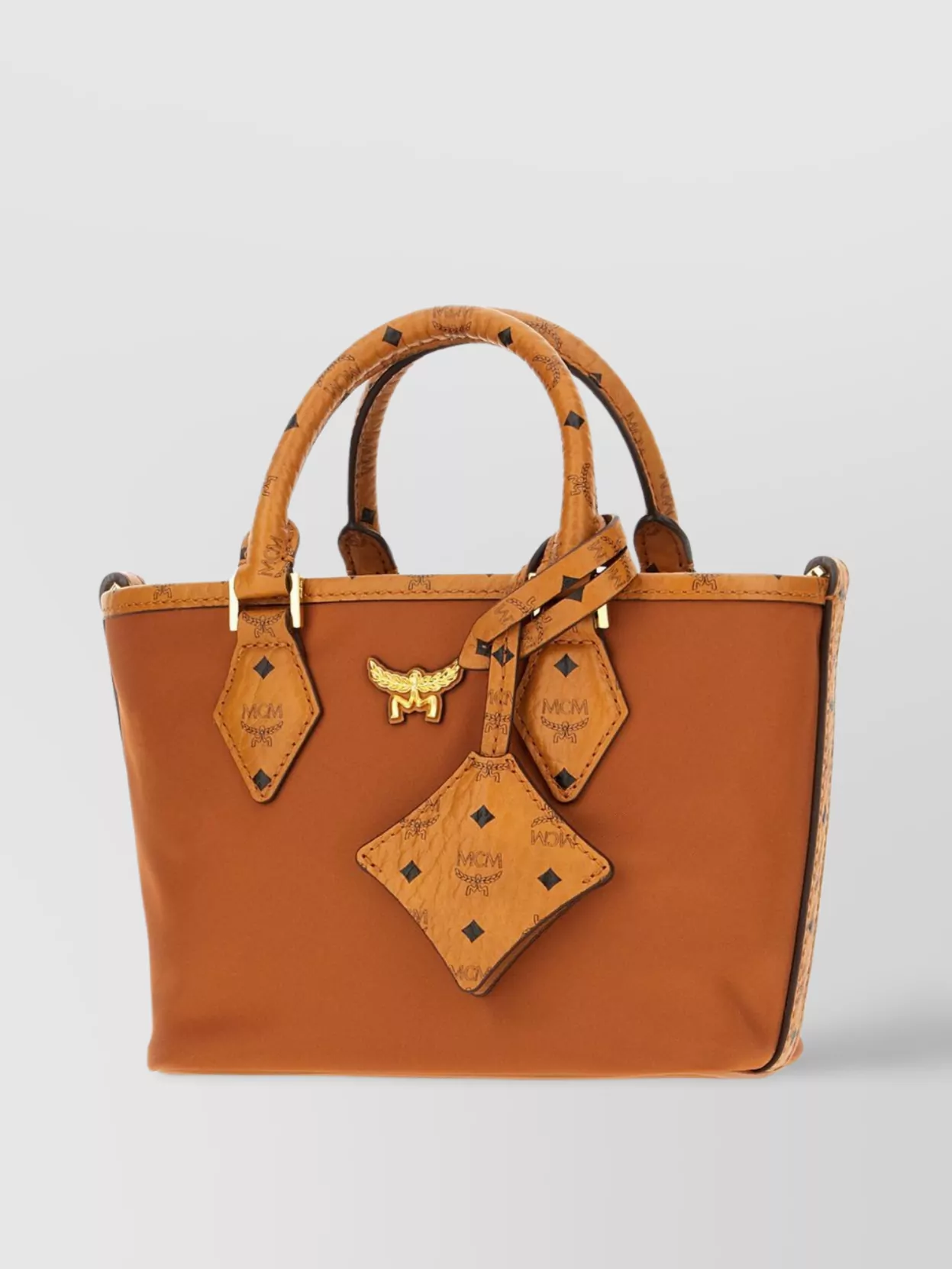 Mcm Mini Structured Nylon Handbag With Top Handles