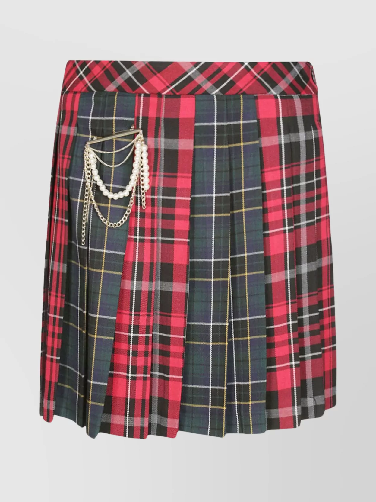 Shop Liu •jo Embellished Checkered Pleated Skirt