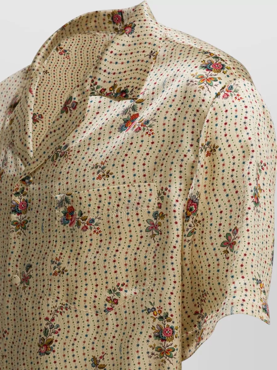 Valentino Silk Floral Print Short-Sleeve Bowling Shirt