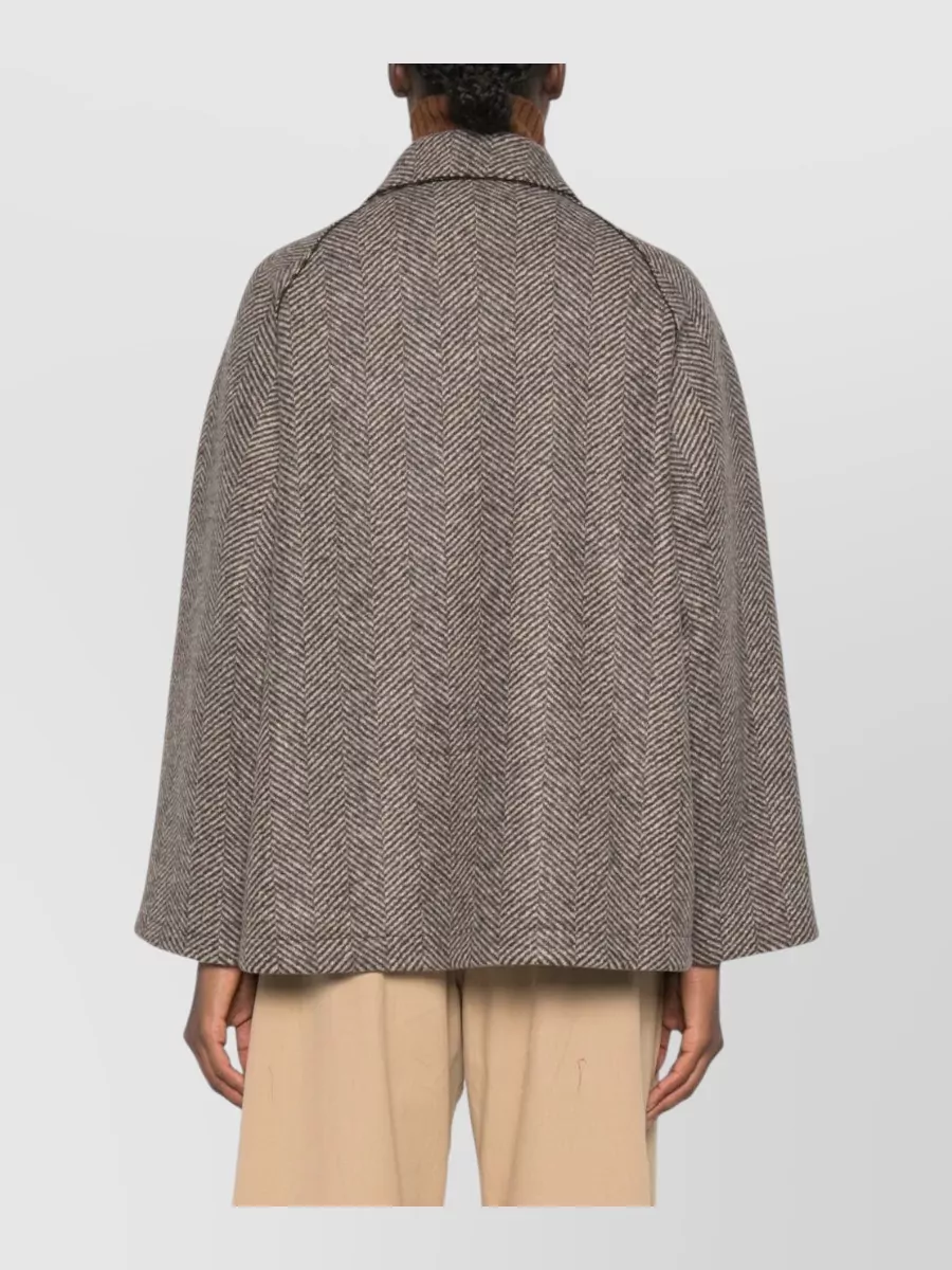 Harris Wharf London Herringbone Wool And Cashmere Cape