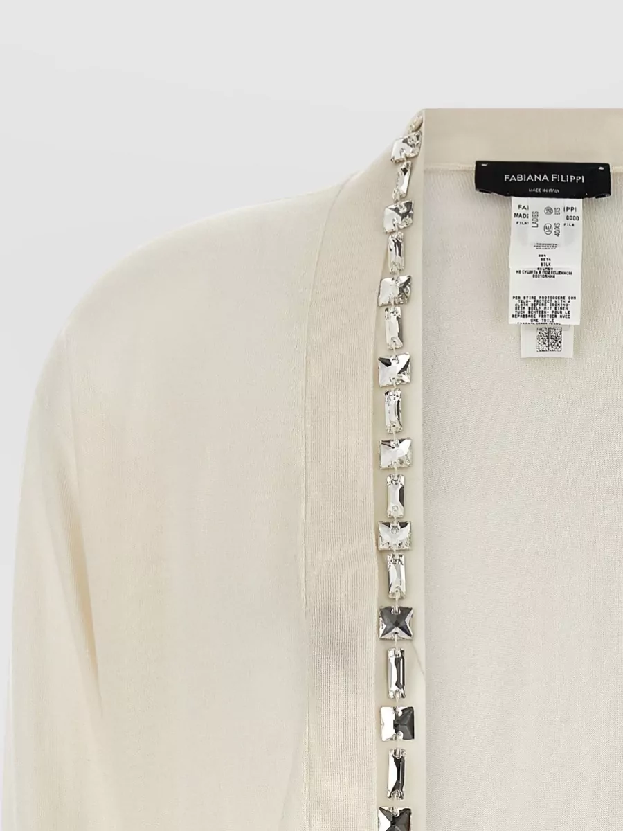 Fabiana Filippi Crystal Knit Cardigan Long Sleeves Trim