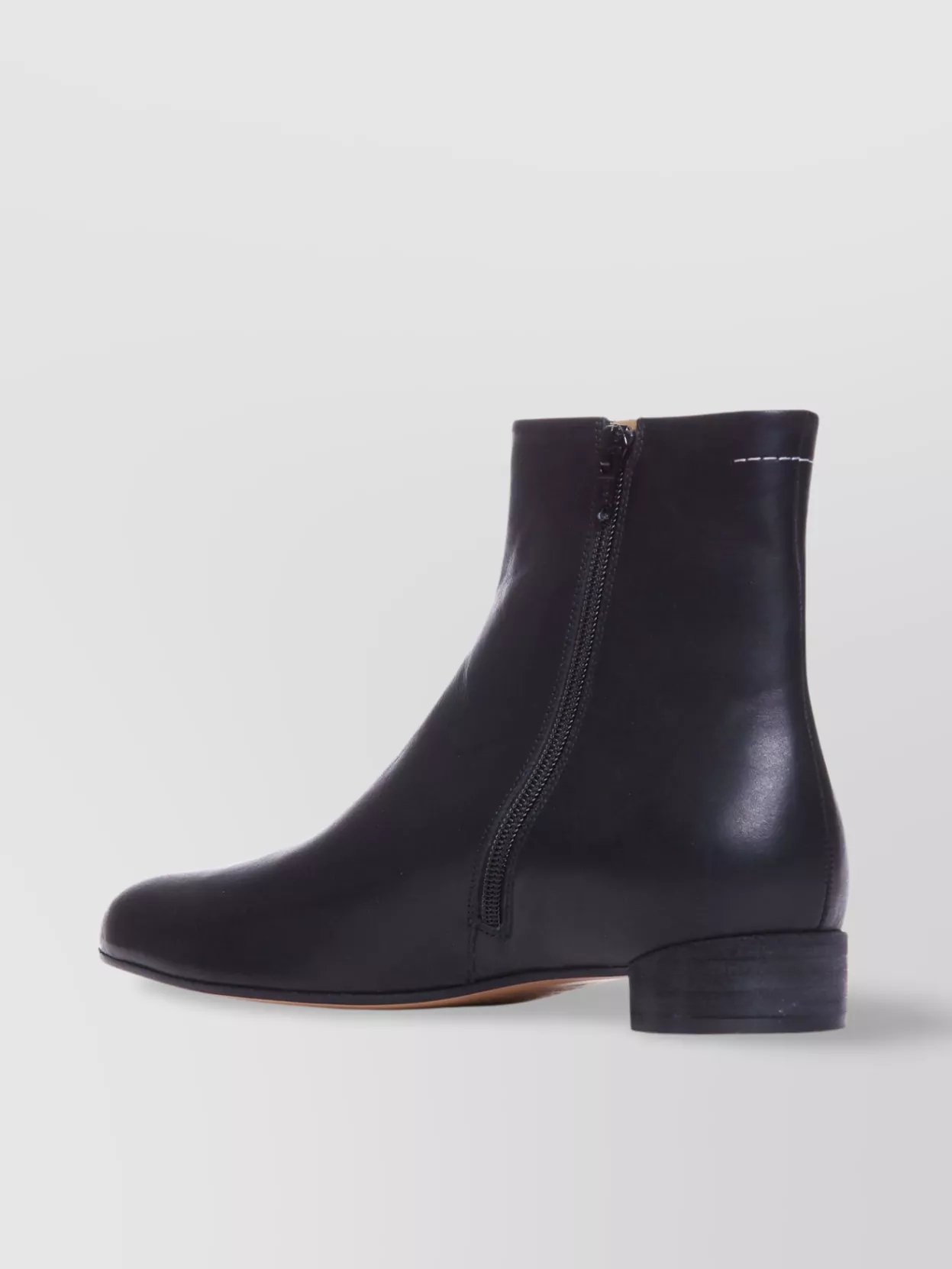 Mm6 Maison Margiela Leather Ankle Boots With Low Block Heel