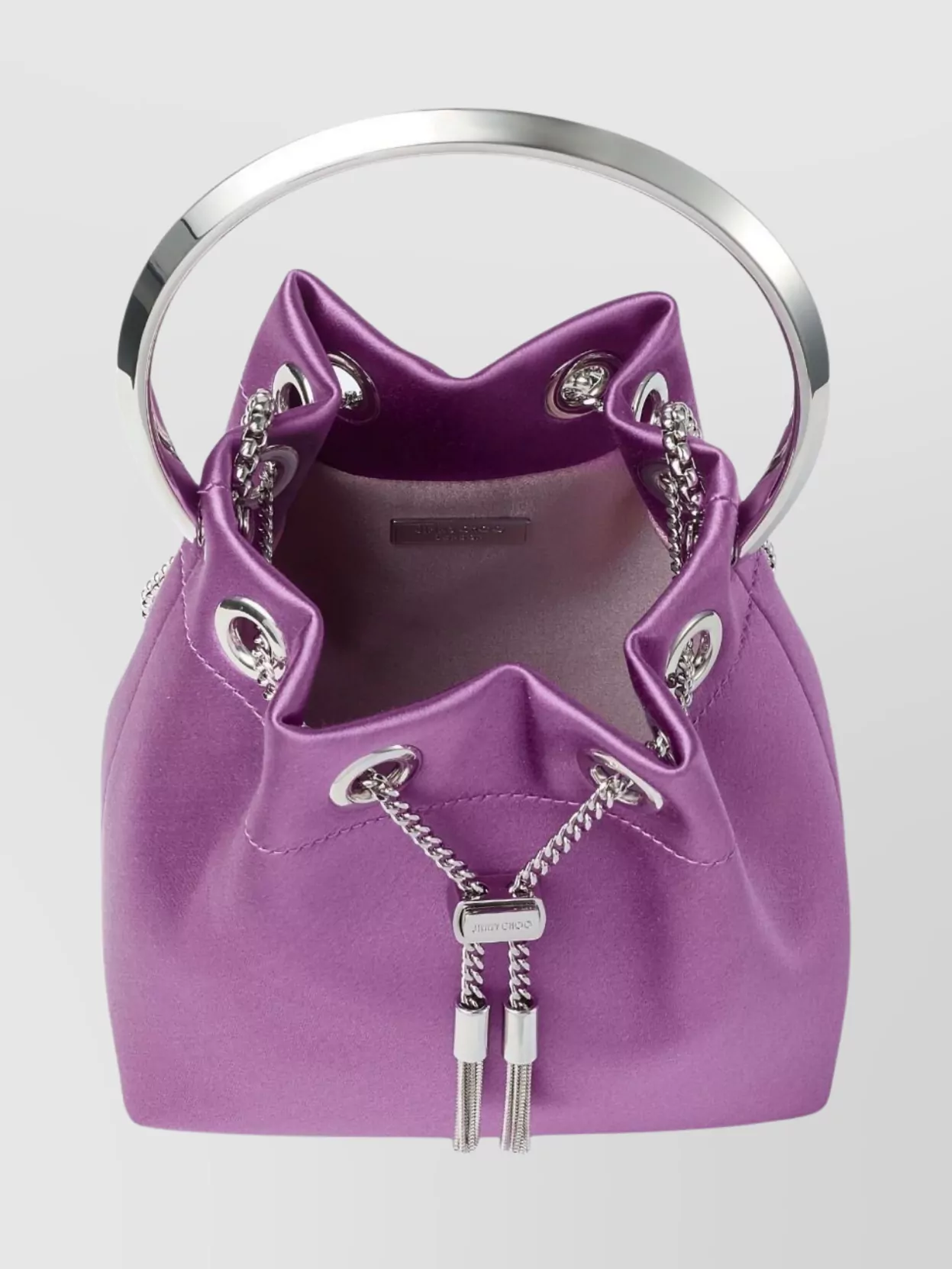 Jimmy Choo Leather Bucket Bag Featuring Chain Strap