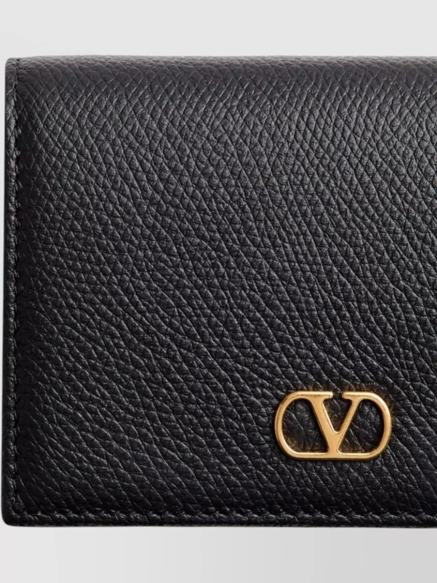 Valentino Garavani Vlogo Signature Leather Wallet Foldover Design