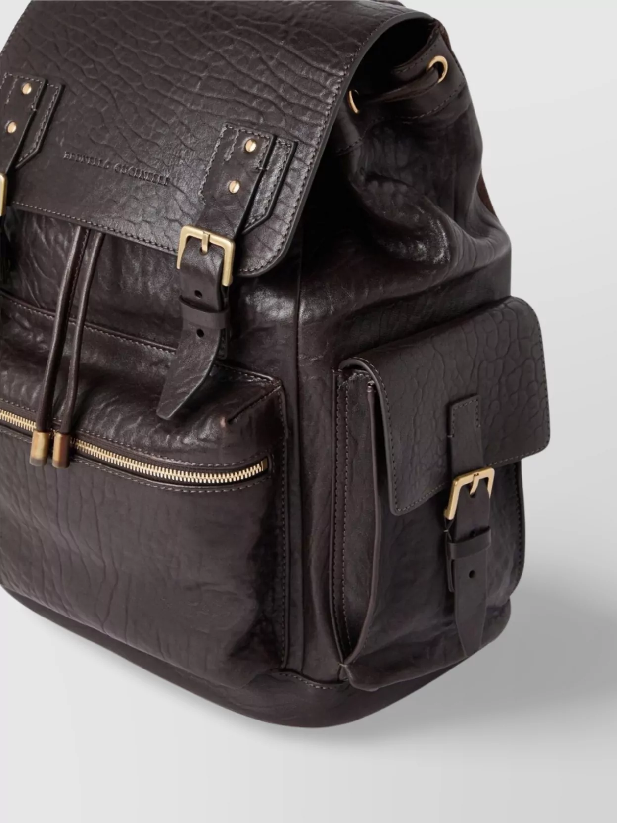 Brunello Cucinelli Leather Backpack Adjustable Straps