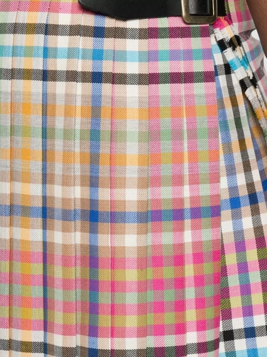 Vivienne Westwood Wool Checked Pleated Mini Skirt