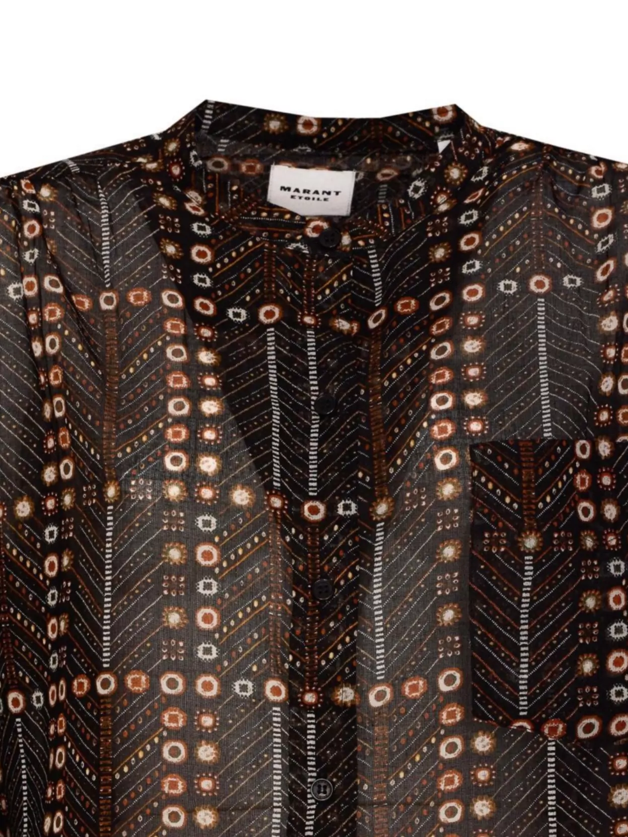 Shop Isabel Marant Étoile Crewneck Long Sleeves Sheer Fabric Top