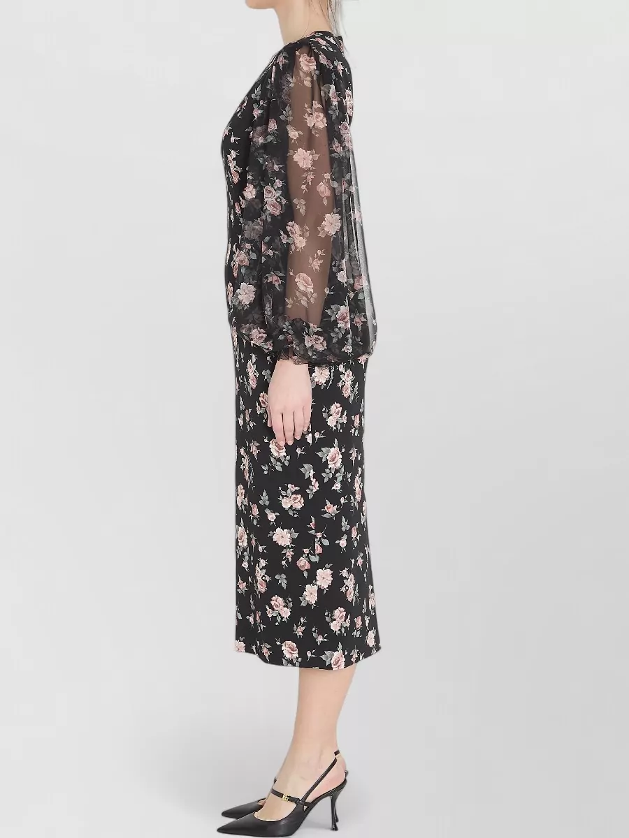 Dolce&Gabbana Rose Print Silk Blend Midi Dress