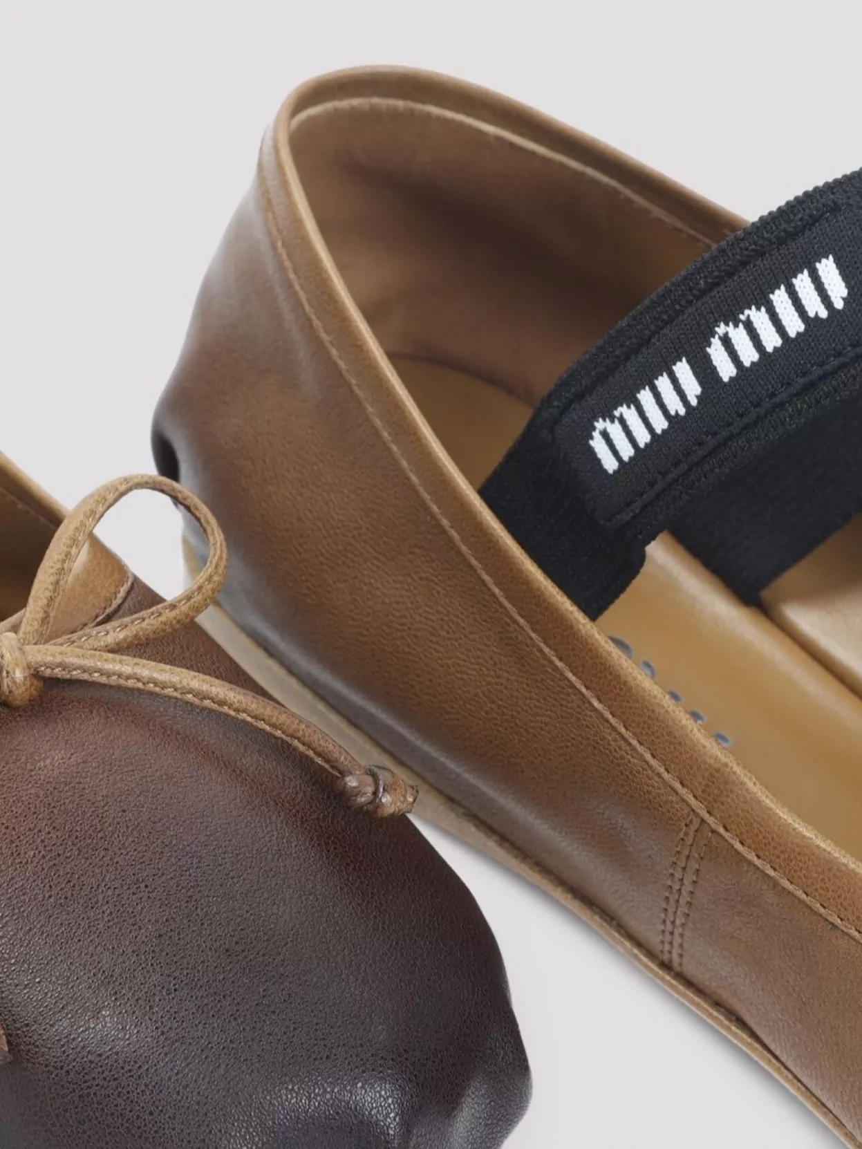Miu Miu Round Toe Ballerina Shoes With Bow Detail