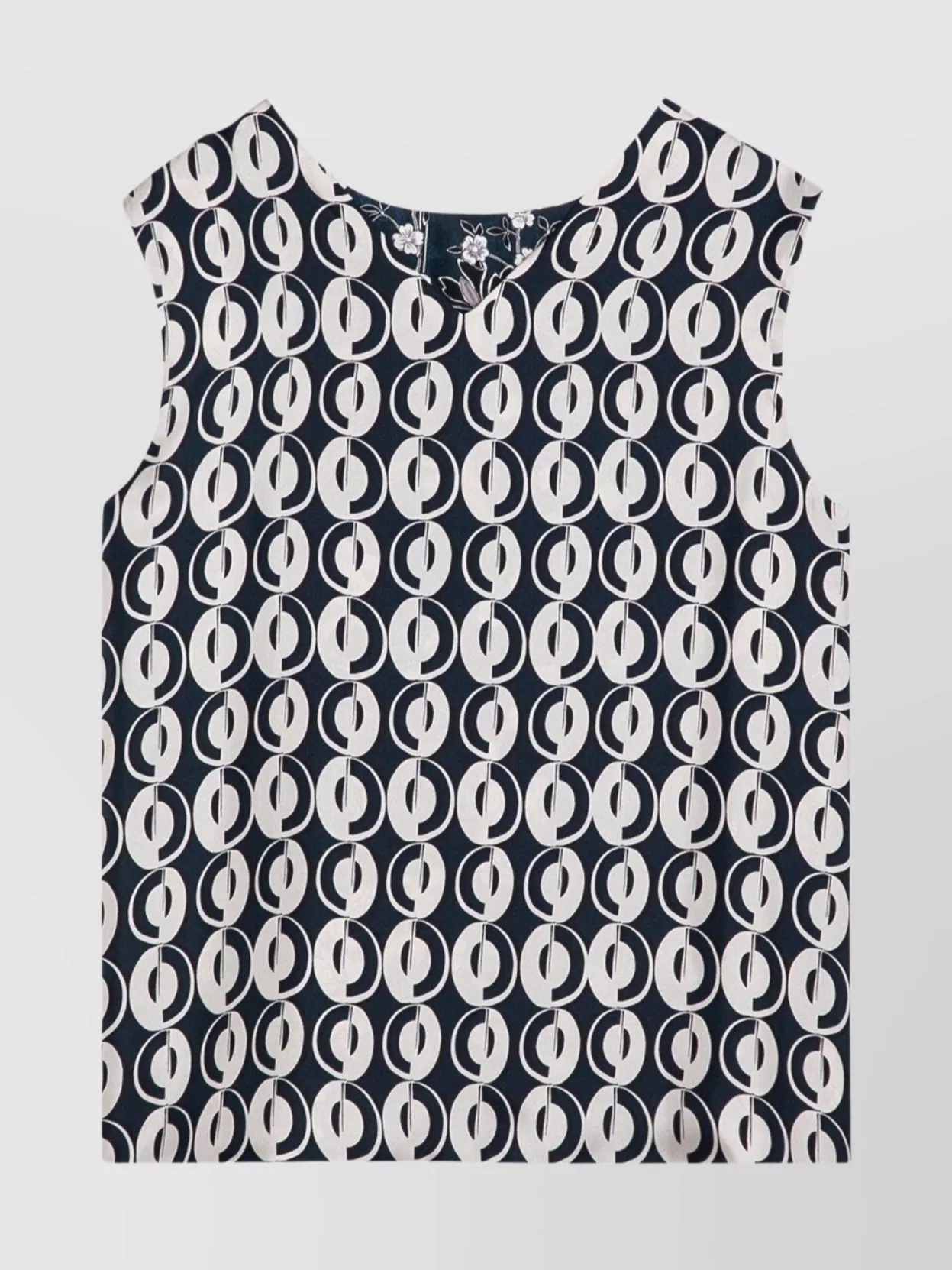 Max Mara Reversible Geometric Pattern Sleeveless Top In Blue