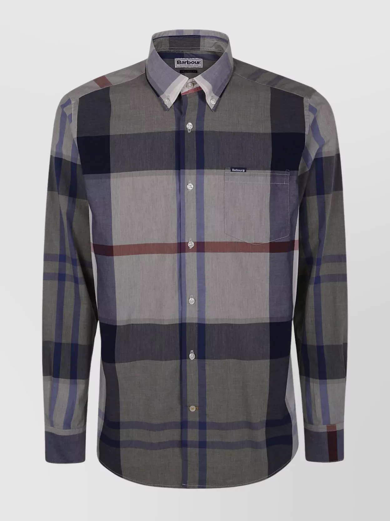 Barbour Tailored Shirt Check Collar Button-down In Gray