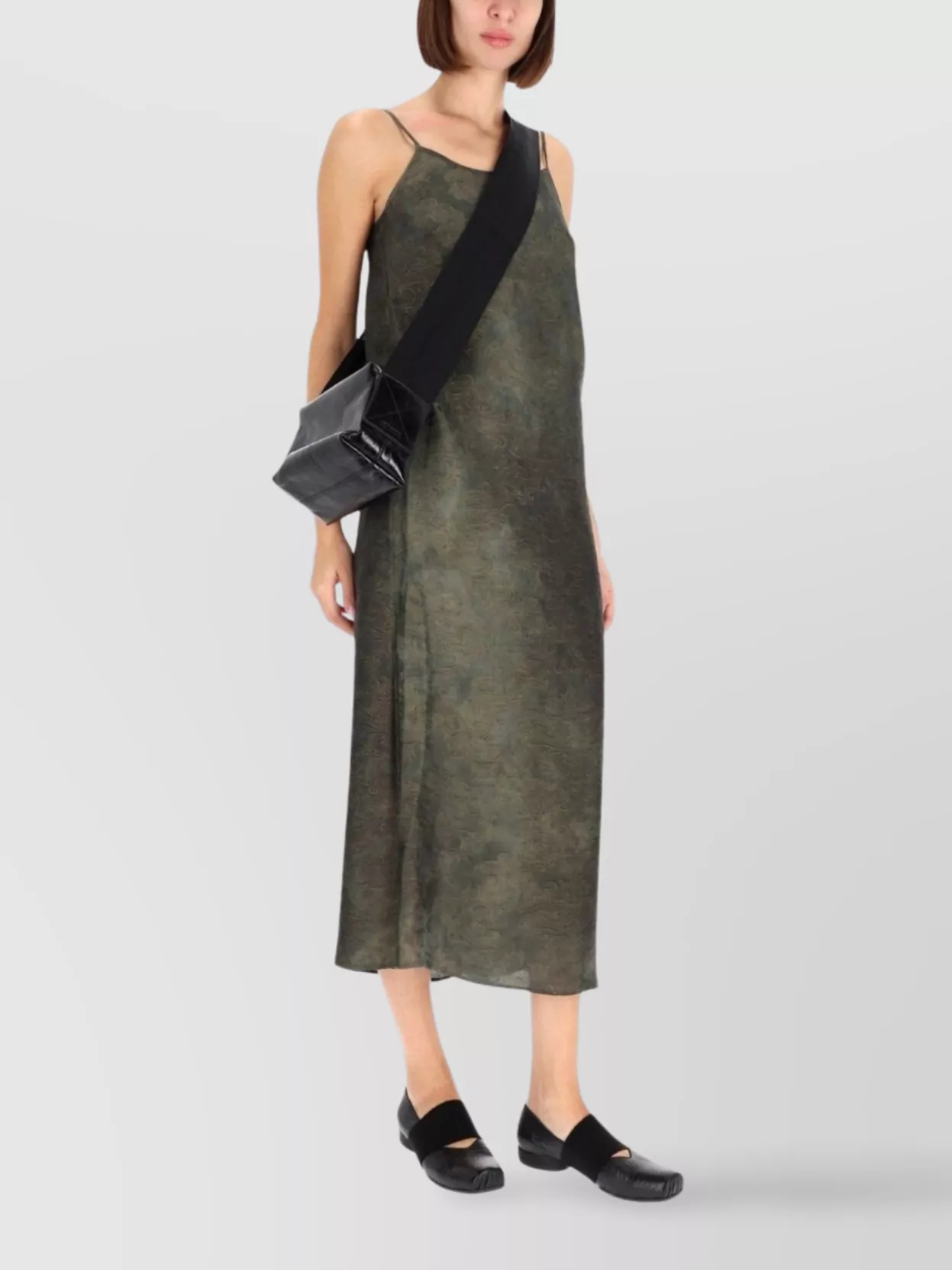 Uma Wang Midi Dress With Spaghetti Straps And Scoop Back In Gray