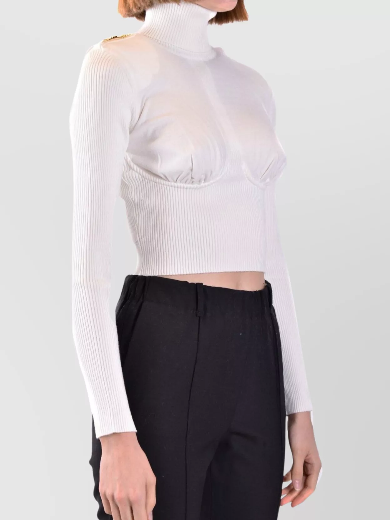 Elisabetta Franchi Cropped Knitwear With Shoulder Embellishments